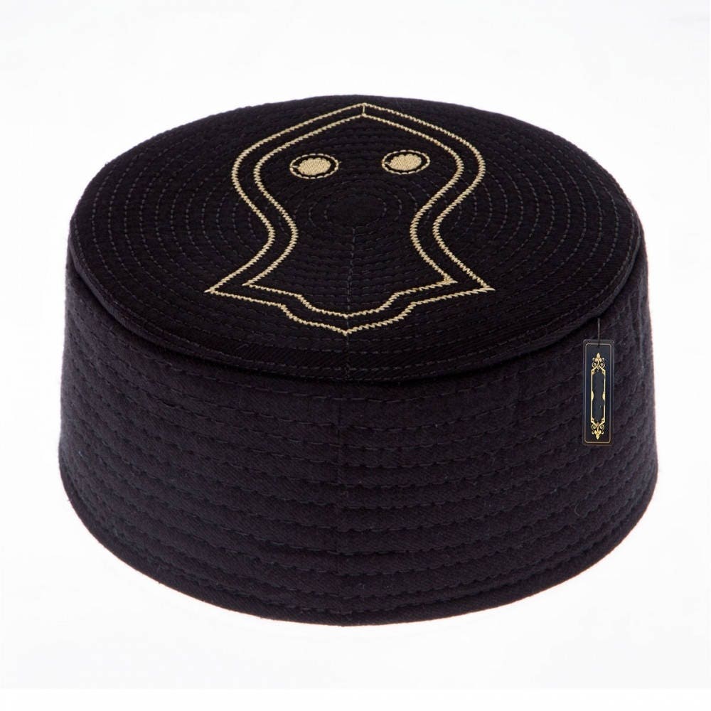 58 cm Black Nalain Kufi - Prayer Hat Takke - Men Kufi - Sunnah Wear -  Muslims Hat- Taqiyah - embroidered hat - Mens Cap - Nalin Takke