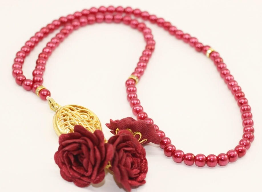 Claret Red Misbahas, prayer beads with rose, Handmade Prayer Beads 99 Misbaha, Masbaha, Tasbeeh, 6mm beads, Tasbeeh with Rose, TSTR