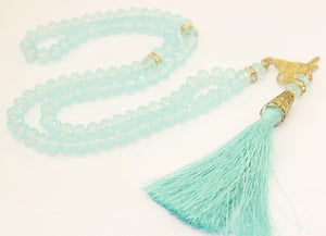 Ice Blue Misbahas with tugra, prayer beads, Handmade Prayer Beads 99 Misbaha, Masbaha, 99 beads Tasbeeh, Tasbeeh, prayer beads, TSPB