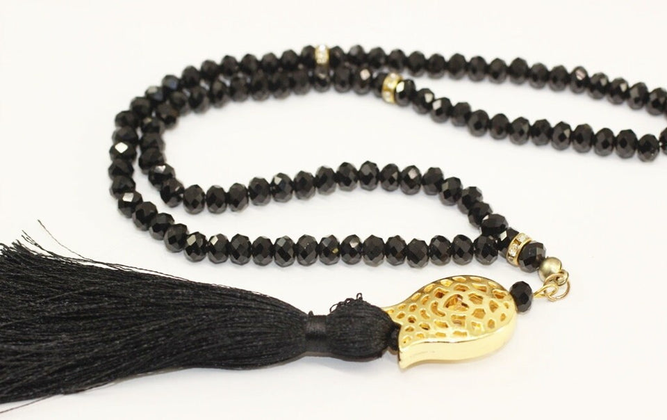 Black Misbahas, crystal prayer beads, Handmade Prayer Beads 99 Misbaha, Masbaha, 99 beads Tasbeeh, 6mm beads, Crystal Tasbeeh, TMCB