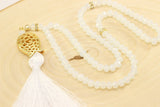 Moon White Misbahas, crystal prayer beads, Handmade Prayer Beads 99 Misbaha, Masbaha, 99 beads Tasbeeh, 6mm beads, Crystal Tasbeeh, TMCB