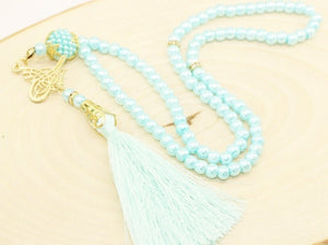 Mint Green Misbahas, prayer beads with letter, Islamic Prayer Beads 99 Misbaha, Masbaha, Tasbih, 6mm beads, Tasbeeh with Letter, TSSI