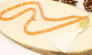 Orange Tasbih, crystal prayer beads, Handmade Prayer Beads 99 Misbaha, 99 beads Tasbeeh, 8mm beads tasbeeh, Crystal Tasbeeh, TSBK