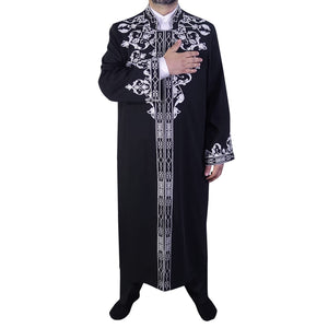 Celebi S, M, L, XL, XXL  Embroidered Black Jubbah, Islamic Mens Wear, Bordured Thobe, Galabiyya, Long Kurta, Cubbe