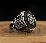 Handmade Black Silver Ring, 925 Sterling Silver Symbolic Ring, Turkish Jewelry, ring for gift, Men rings, AU077