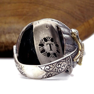 Handmade Ertugrul Series Silver Ring, Kayi Tribe Emblem Accessories, Sultanate Collection