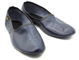 Genuine Leather Dark Blue Slippers Women Size | Unisex House Slippers | Handmade Leather Socks | Leather Home Shoes