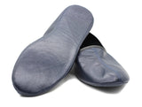 Genuine Leather Dark Blue Slippers Women Size | Unisex House Slippers | Handmade Leather Socks | Leather Home Shoes