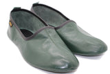 Genuine Leather Dark Green Slippers Women Size | Woman House Slippers | Handmade Leather Socks | Leather Home Shoes