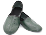 Genuine Leather Dark Green Slippers Women Size | Woman House Slippers | Handmade Leather Socks | Leather Home Shoes