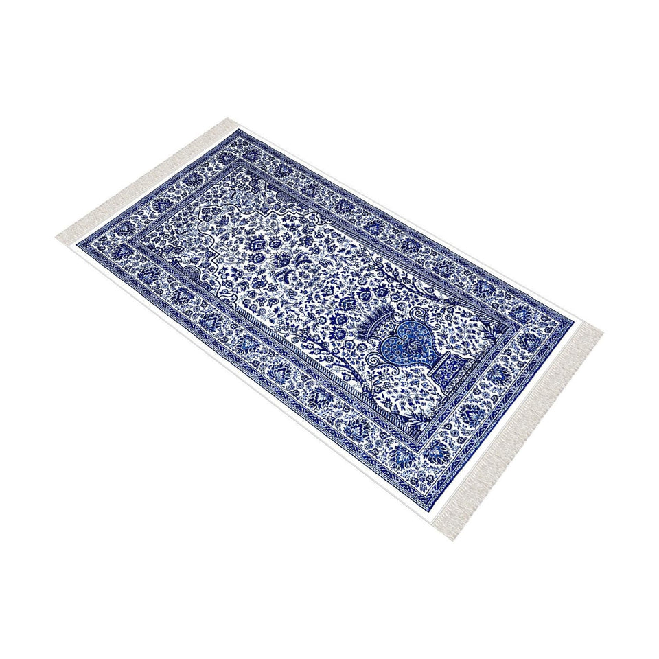 Traditional outlets Blue Soft Padded Prayer Rug | Cotton Layer Janamaz | Anti Slip Backing Bamboo Cotton Prayer Mat | Islamic Gifts