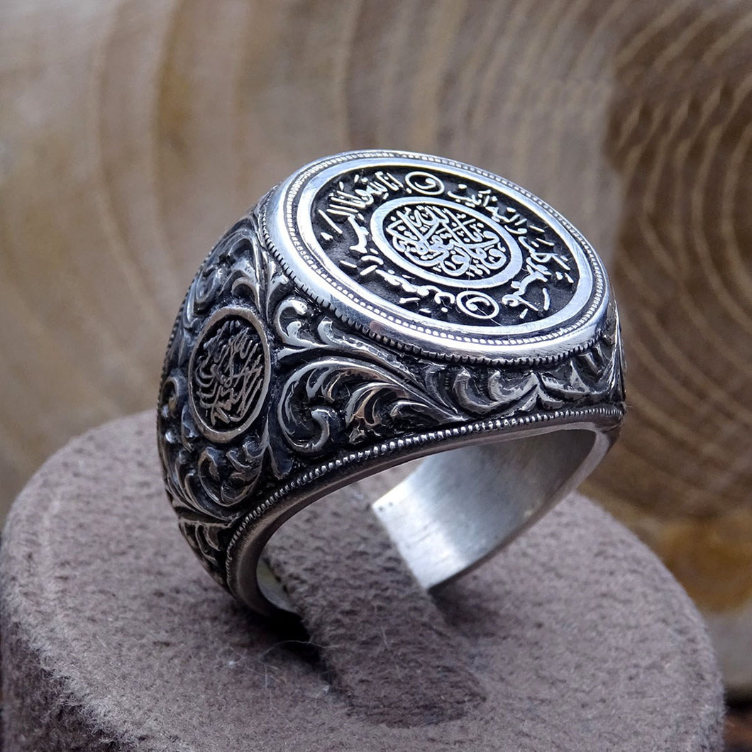 Relief Art Master Craft Personalized Engraved Ring For Men | Sterling Silver Ring | Silver Stackable Ring | Calligraphy | Personalized Gift