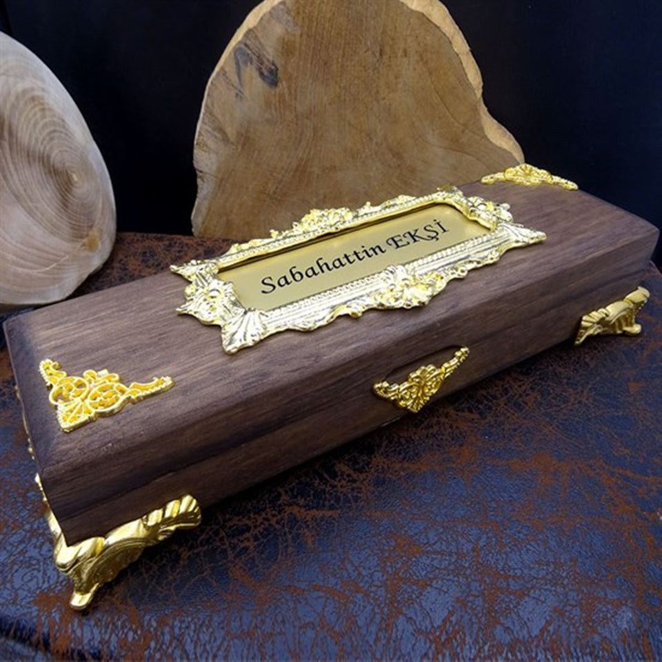 Golden Detailed Wooden Tasbeeh Box, Wooden Tasbeeh Box, Tasbih, Tesbih, Tasbeeh Gifts, Special Tasbih Gift - islamicbazaar