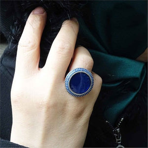 Navy Blue Plain Handmade 925 Sterling Silver Ring, Red Ring for Women, Faceted Cut Semi Precious Stone Ring, Gift for Her, Womens Ring