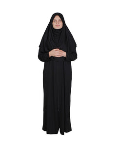 Black Zippered One Piece Women's Prayer Dress | Long Abaya | Burqa | Islamic Prayer Dress | Khimar Niqab | Muslimah Gifts | Jainamaz | Salah