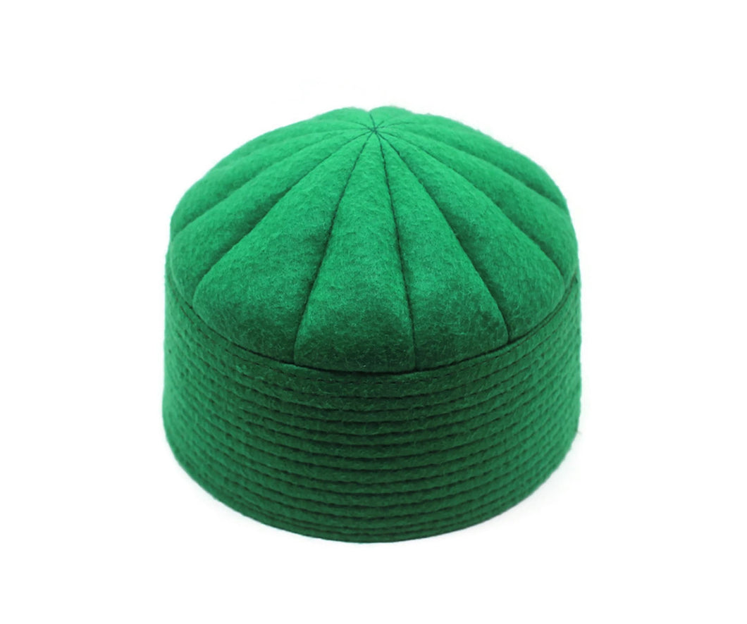 Green Hussain Felt Hat, Islamic Kufi Cap