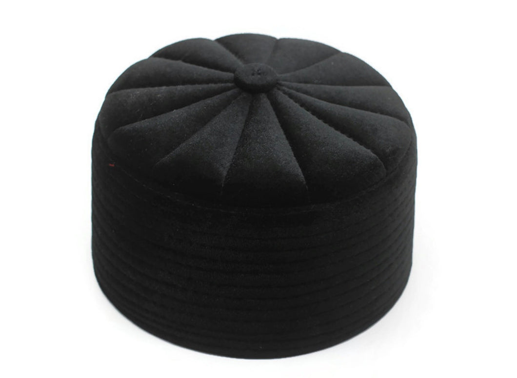 Black Velvet Rufaiyyah Hat, Islamic Kufi Cap, Muslim Mens Clothing, Islamic Gifts