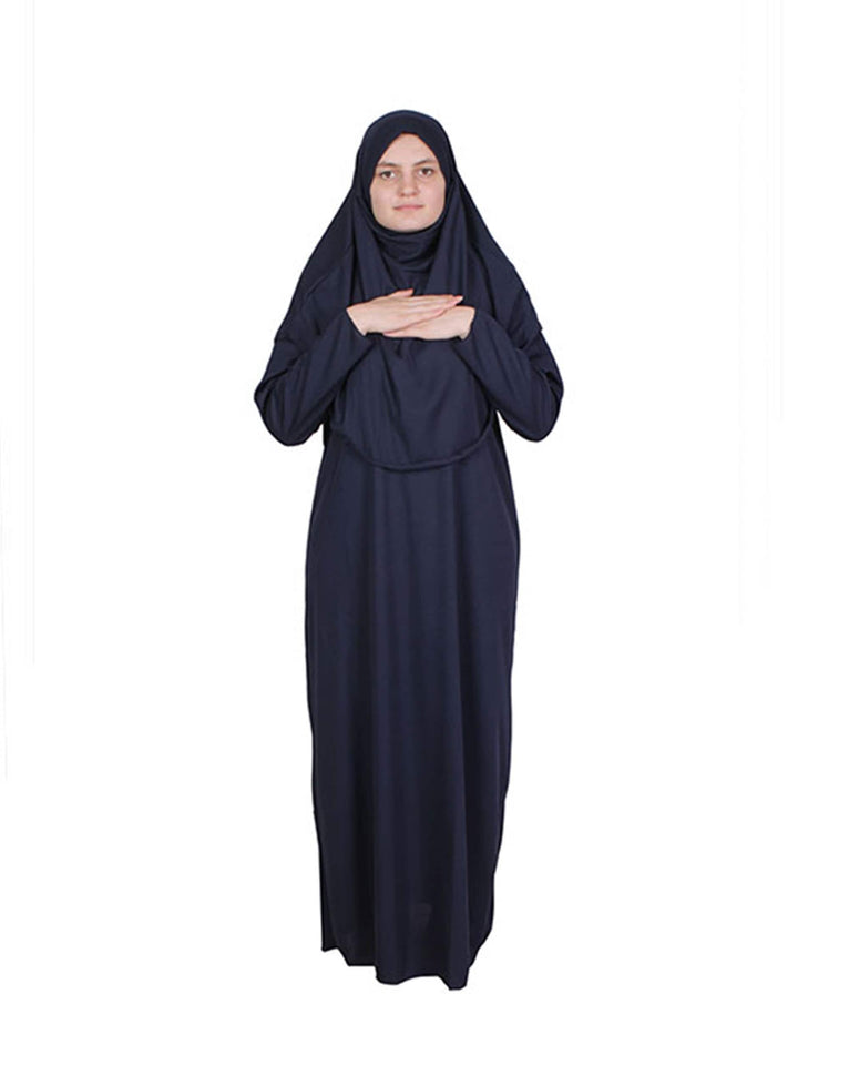 islamicbazaar Navy Blue One Piece Women s Prayer Dress Abaya Burqa Muslim Prayer Dress Khimar Niqab Jilbab Muslim Kids Gift Gifts for Her