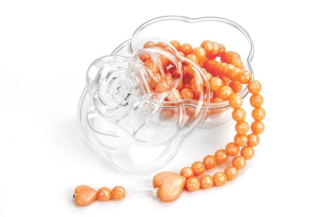 Orange Rose Scented Rosary with Rosebud Case , 99 Misbahas Prayer Beads, Rose Scented Beads, Islamic Gift, Muslim Kids, Tasbih, Tasbeeh