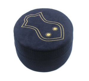 58 cm Dark Blue Nalain Embroidered Kufi, Sandal Muslim Takke Peci Kofia Hat Topi, Muslim Clothing, Islamic Wear, Islamic Gift, Mens Hat