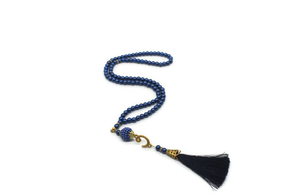 Navy Blue 33 Beads Pearl Tasbeeh With Letter Vav | Ramadan Gifts | Pearl Prayer Bead |Islamic Gift | Ameen Favors | PRLT