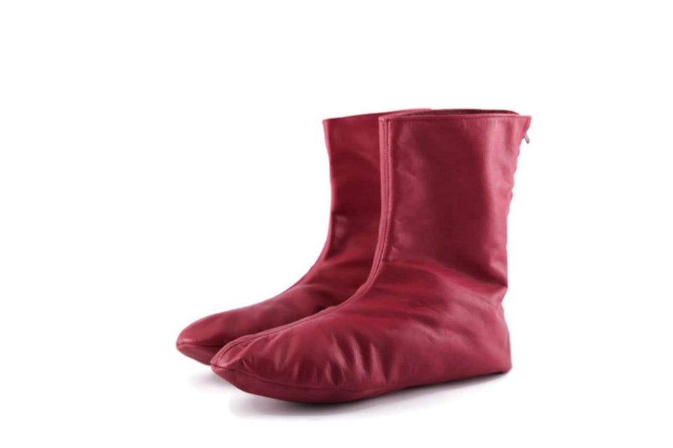 Womens Calfskin Slippers | Burgundy Leather House Shoes | Leather Boots | Winter Socks | Leather Socks | Sandals | Barefoot Slipper Seers