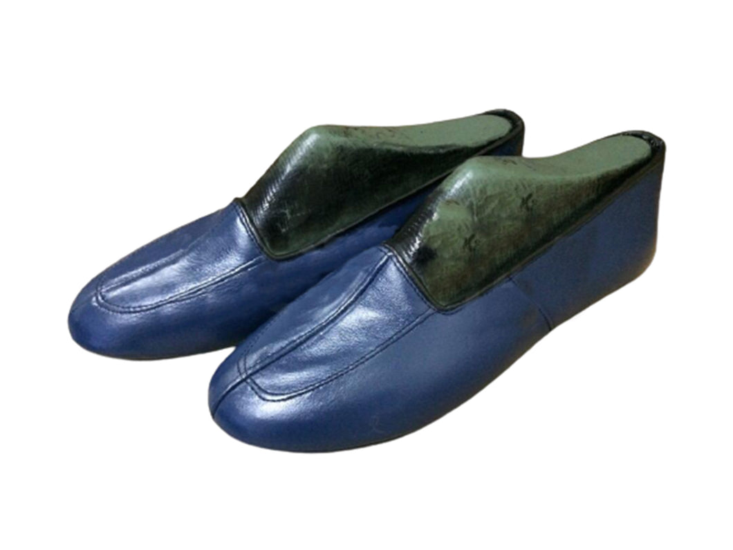 Lux Genuine Leather Blue Feet Warmer with Men Size | Winter Socks |Winter Shoes | Unisex House Slippers | Handmade Leather Socks |Home Shoes - islamicbazaar