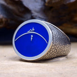 Blue Calligraphy Silver Ring | Personalised Ring | Gift For Him | Personalized Gift | Custom Ring | 925 Sterling Silver | Muslim Gift