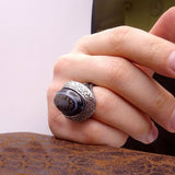 Special Black Agate Stone Silver Ring | Gift For Him | Custom Ring | Gift For Him | Ottoman | 925 Sterling Silver | Groom Gifts