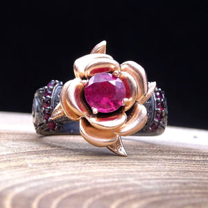 Pink Ruby Silver Ring | Unique Wedding Band | Unique Gift For Women | Anniversary Ring | Engagement Ring | Dainty Ring | Wedding Rings