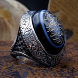 Special Black Agate Stone Silver Ring | Gift For Him | Custom Ring | Gift For Him | Ottoman | 925 Sterling Silver | Groom Gifts