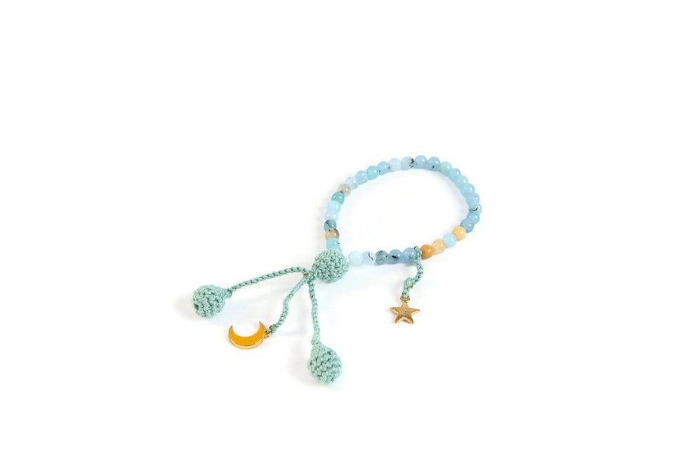 Light Blue Moonstone Tasbih for Children, 33 Beads Dhikr Misbaha for Kids, Islamic Education for Kids, Eid Gift, Ramadan Subha