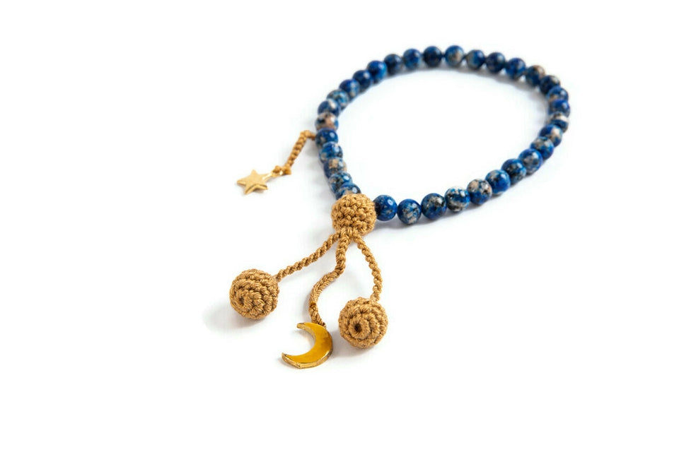 Moonstone Children Tasbih, 33 Beads Dhikr Misbaha for Kids, Islamic Education for Kids, Eid Gift, Ramadan Subha