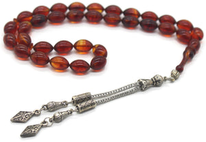 Fire Red Amber Bakelite Catalin | 33 Bead Prayer Beads | Fire Amber Tasbih | Misbaha | Rosary | Islamic Gift | Gift For Him | Misbaha