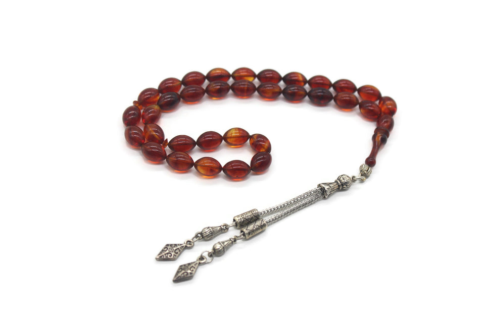 Fire Red Amber Bakelite Catalin | 33 Bead Prayer Beads | Fire Amber Tasbih | Misbaha | Rosary | Islamic Gift | Gift For Him | Misbaha