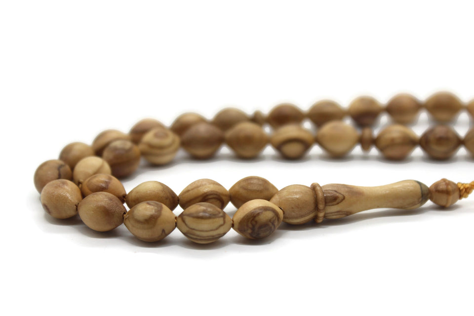 Genuine Olive Wood Beads, 33 Prayer Beads Misbaha Tasbih Tasbeeh Tesbih 8x11mm Dhikr Prayer Beads