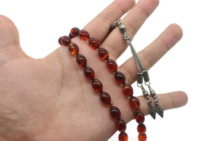 Fire Red Amber Bakelite Catalin | 33 Bead Prayer Beads | Fire Amber Tasbih | Misbaha | Rosary | Islamic Gift | Gift For Him | Misbaha