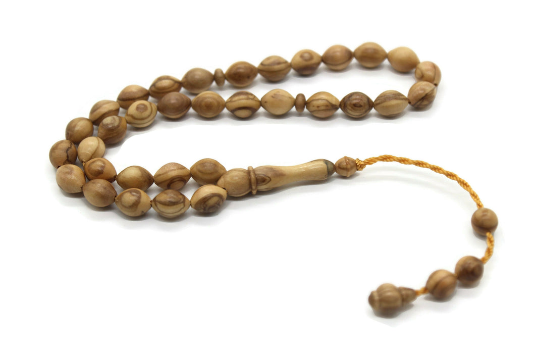 Genuine Olive Wood Beads, 33 Prayer Beads Misbaha Tasbih Tasbeeh Tesbih 8x11mm Dhikr Prayer Beads