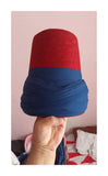 Genuine Wool Felt Mawlawi Hat with Dark Blue Turban, Mawlawiyah Sufi Kufi Hat, Traditional Destar Sikke Islamic Cap, Ottoman Fez Hat