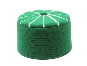 Genuine Felt Islamic Hat, Baklawa Design Green Muslim Kufi Cap, Men's Muslim Prayer Kufi Hat