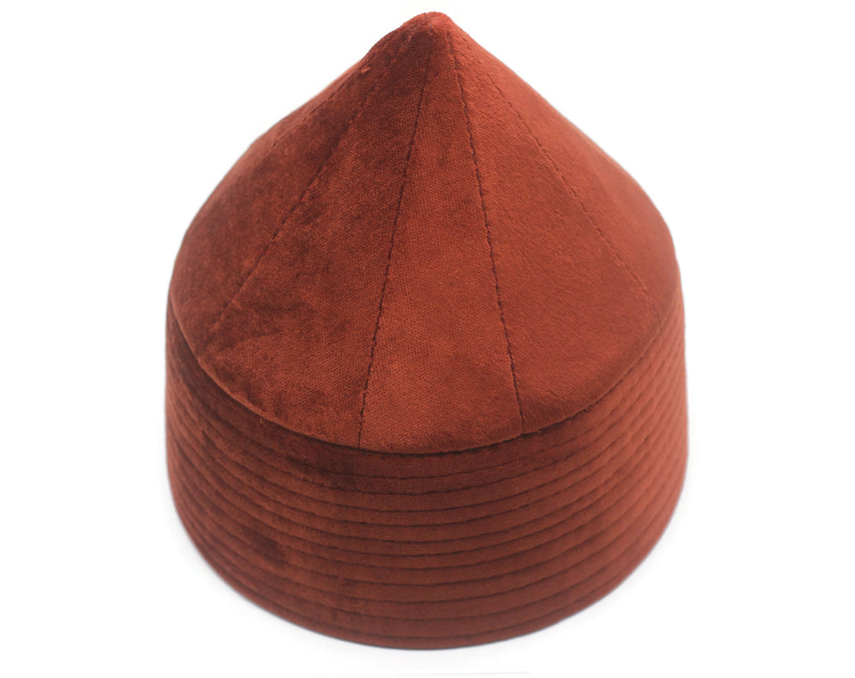 Copper Naqshibandi Kufi, Velvet Muslim Takke Peci Kofia Hat Topi, Dervish Clothing, Haqqani Sufi Cap, Men's Muslim Prayer Hat