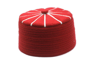 Genuine Felt Islamic Hat, Baklawa Design Red to White Muslim Kufi Cap, Men's Muslim Prayer Kufi Hat