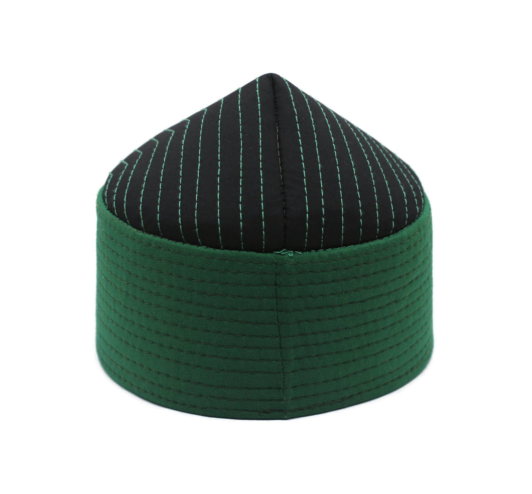 Green and Black Haqqani Kufi Hat, Naqshibandi Kufi Muslim, Dervish Clothing, Haqqani Sufi Hat, Islamic Wear, Muslim Mens Prayer Hat