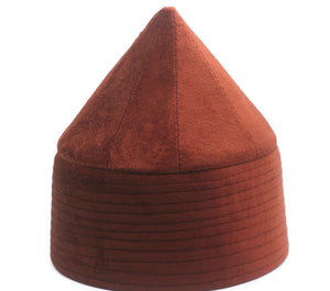 Copper Naqshibandi Kufi, Velvet Muslim Takke Peci Kofia Hat Topi, Dervish Clothing, Haqqani Sufi Cap, Men's Muslim Prayer Hat