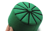 Genuine Felt Islamic Hat, Baklawa Design Green to Black Muslim Kufi Cap, Men's Muslim Prayer Kufi Hat