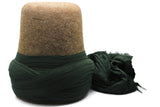 Genuine Wool Felt Mawlawi Hat with Green Turban, Mawlawiyah Sufi Kufi Hat, Traditional Destar Sikke Islamic Cap, Whirling Dervish Costume