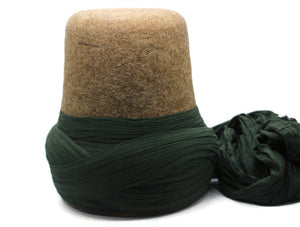 Genuine Wool Felt Mawlawi Hat with Green Turban, Mawlawiyah Sufi Kufi Hat, Traditional Destar Sikke Islamic Cap, Whirling Dervish Costume