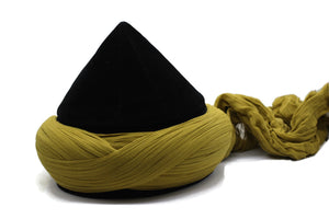 Black and Mustard Yellow Mens Haqqani Imamah, Cyprus Style Islamic Cap, Unique Islamic Art, Haqqani Sufi Order, Islamic Men's Head Wear