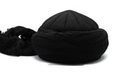 Natural Style Black Handmade Imamah, Sunnah Clothing Muslim Mens Hat, Prayer Cap, Islamic Kufi Hat