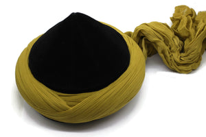 Black and Mustard Yellow Mens Haqqani Imamah, Cyprus Style Islamic Cap, Unique Islamic Art, Haqqani Sufi Order, Islamic Men's Head Wear